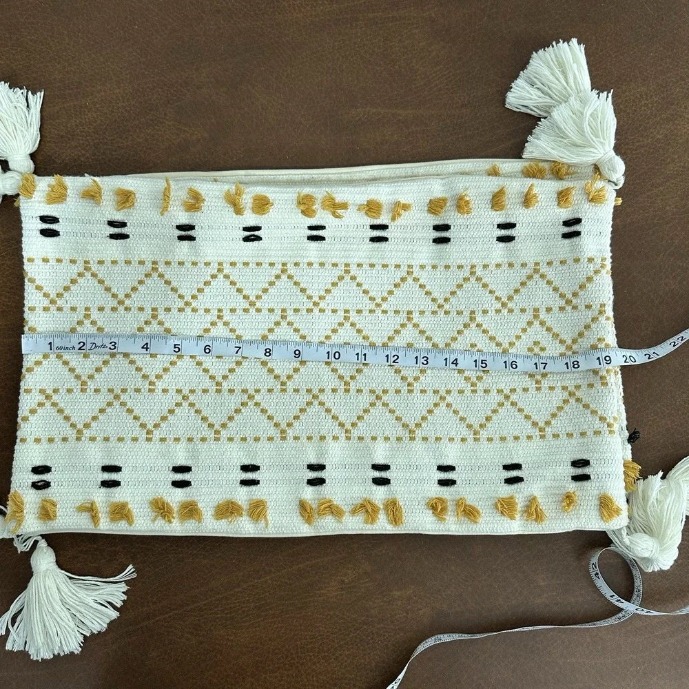 Opal House Toss Pillow Cases Lot of 2 Gold Cream & Brown w/Tassels 1 Yellow Case